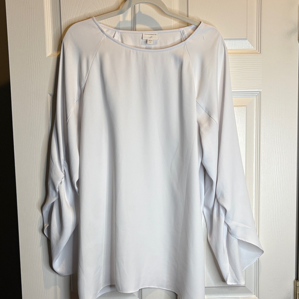 J.Jill‎ Elegant White Women's Top with detailed sleeve size L Tall